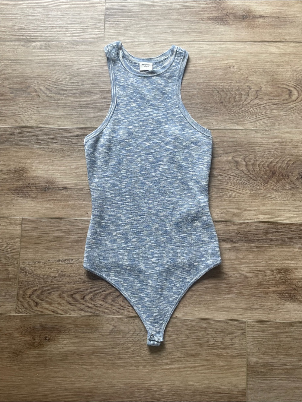 Abercrombie & Fitch Light Blue Heather Ribbed Sleeveless Bodysuit